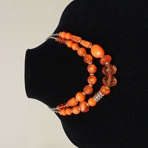 Paparazzi Orange Beaded Statement necklace